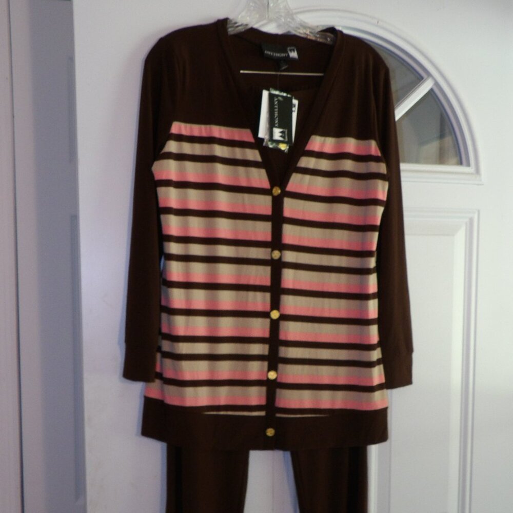 Anthony Original Brown and Orange Knit Pant Set Size Medium
